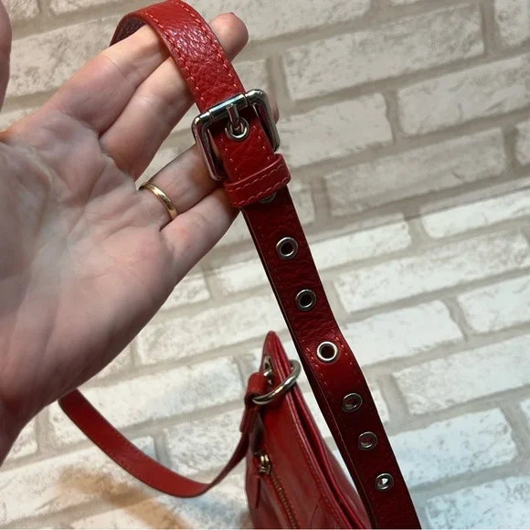 Clements Ribeiro Black Label Red Leather Crossbody Bag Purse - Picture 9 of 11